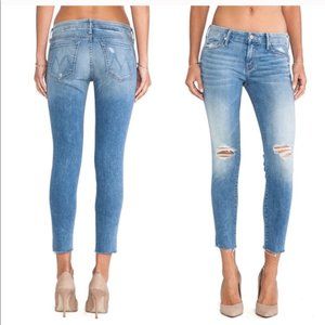 $238 Sz 25 Mother Looker Ankle Fray Wild Thing Blue Jeans